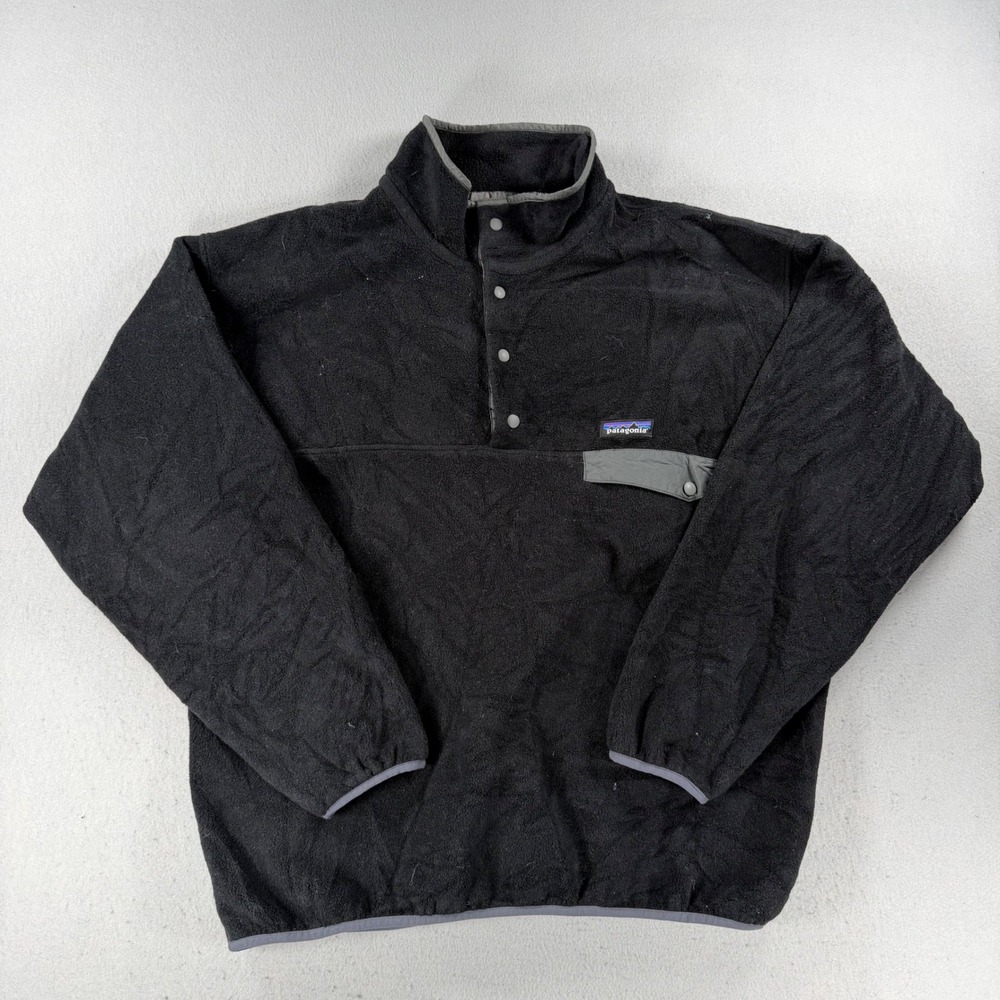 Patagonia Synchilla Snap-T Fleece Pullover Black Grey Mens Large STY
